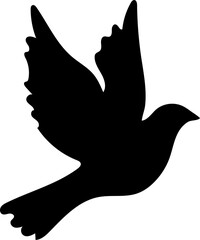 Silhouette of a flying dove symbolizing peace and freedom in a vector illustration
