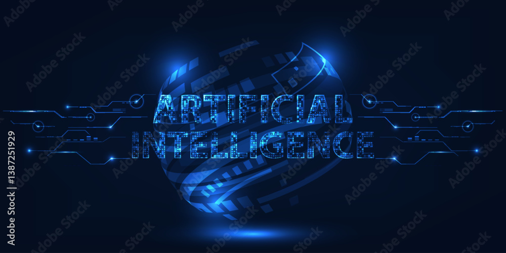 Poster artificial intelligence futuristic technology background.vector illustrations.