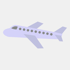 Icon airplane. Transportation elements. Icons in flat style. Good for prints, posters, logo, sign, advertisement, etc.