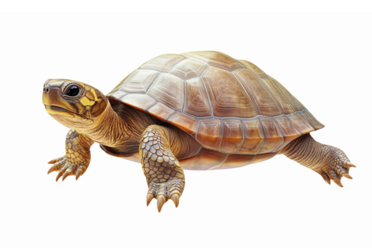 Realistic Turtle Illustration with Detailed Shell Texture on Transparent Background