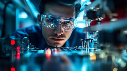 A quantum computing researcher designing quantum algorithms for cryptography, advanced lab with real-time quantum processor testing and encryption simulations, Scientific style