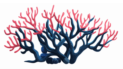 Colorful Coral Reef Illustration with Vibrant Pink and Blue Branches for Marine Themes