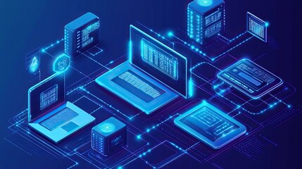 Futuristic digital devices network, abstract concept, interconnected technology