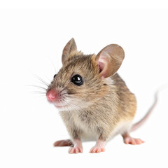 Realistic Cute Mouse with Whiskers on Transparent Background for Nature and Animal Illustrations