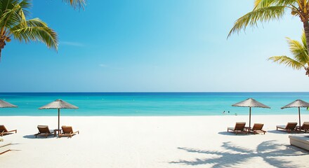 Fototapeta premium Tropical Serenity: Sun-Kissed Sands AI Generated