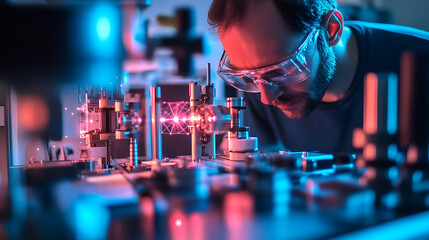 A quantum physicist developing quantum sensors for precise navigation, advanced lab with real-time quantum sensor data collection and analysis, Scientific style