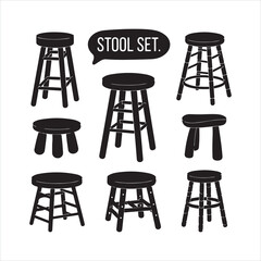 stool set black silhouette
