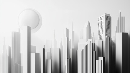 Obraz premium A monochrome city skyline with clean geometric shapes
