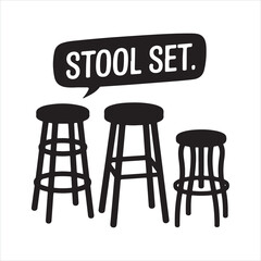 stool set black silhouette
