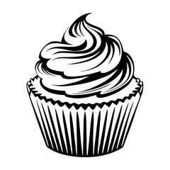 Delicious Cupcake Silhouette – Vector Illustration Isolated on White Background


