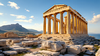Obraz premium Ancient Erechtheion Temple in Scenic Greece,Generative AI