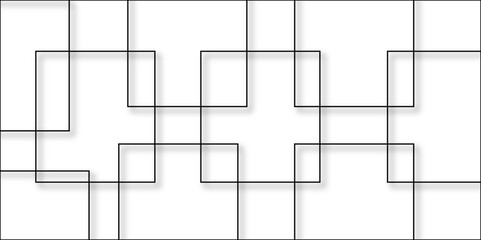White geometric overlapping square pattern. Vector illustration technology background with shadow. Abstract seamless random geometric colorful square lines pattern on a transparent background design.