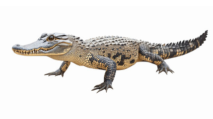 Naklejka premium Realistic Freshwater Crocodile Illustration on Transparent Background for Educational Purposes