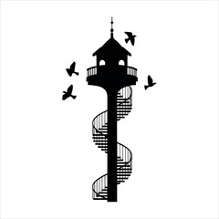 Iconic tower black silhouette
