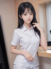笑顔で患者に対応する看護師の若い女性