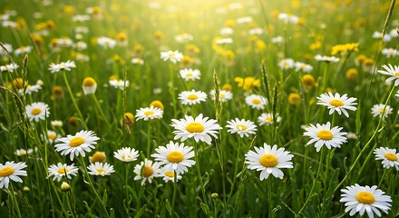 Golden Hour Daisies: A Summer Meadow AI Generated