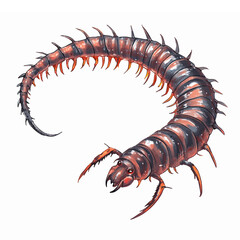 Fototapeta premium Realistic Illustration of a Centipede with Detailed Body Segmentation and Leg Structure on Transparent Background