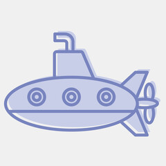 Icon submarine. Transportation elements. Icons in two tone style. Good for prints, posters, logo, sign, advertisement, etc.