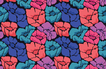 Seamless Retro Floral Pattern – Mid-Century Modern Inspired	