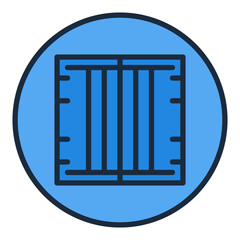 Blue Circle with Shipping Container vector icon or cargo linear sign