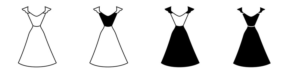 Dress icon vector set. frock illustration sign collection. Fashion symbol or logo.