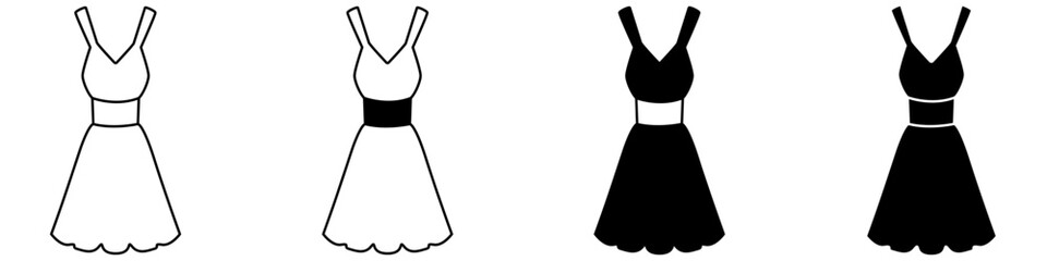 Dress icon vector set. frock illustration sign collection. Fashion symbol or logo.