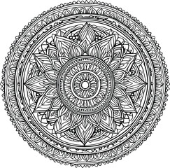 Adobe Illustrator ACircular pattern in the form of a mandala. Henna tatoo mandala. Mehndi style. Decorative pattern in oriental style. Coloring book page.rtwork