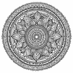 Circular pattern in the form of a mandala. Henna tatoo mandala. Mehndi style. Decorative pattern in oriental style. Coloring book page.