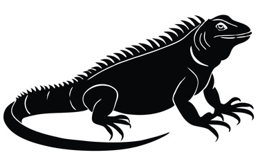 Black Lizard Silhouette Vector Set: Stylized Reptile Clipart in Vintage Tattoo and Wildlife Design Style. Adobe Art and Illustrator.