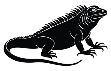 Black Lizard Silhouette Vector Set: Stylized Reptile Clipart in Vintage Tattoo and Wildlife Design Style. Adobe Art and Illustrator.
