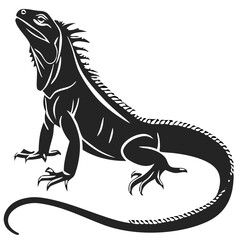 Black Lizard Silhouette Vector Set: Stylized Reptile Clipart in Vintage Tattoo and Wildlife Design Style. Adobe Art and Illustrator.