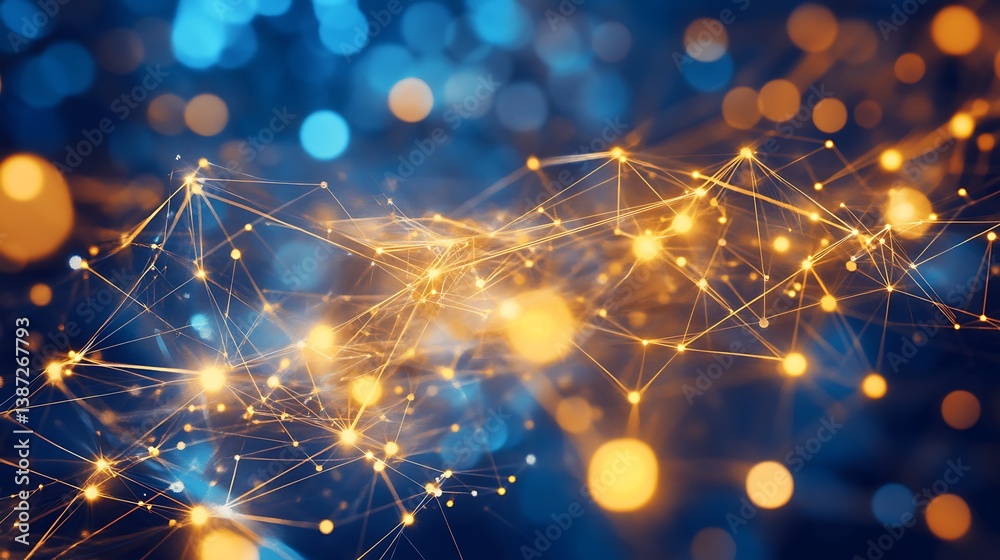 Poster a dynamic tech background with a grid of illuminated circuits in a cool blue, symbolizing digital co