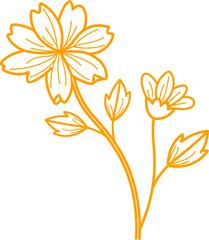 golden colour flower outline