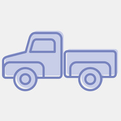 Icon pick up truck. Transportation elements. Icons in two tone style. Good for prints, posters, logo, sign, advertisement, etc.