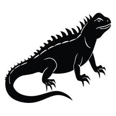 Black Lizard Silhouette Vector Set: Stylized Reptile Clipart in Vintage Tattoo and Wildlife Design Style. Adobe Art and Illustrator.