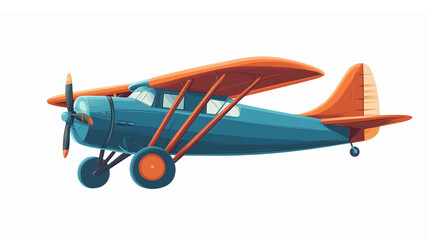 Vintage Biplane Aircraft in Bright Colors with Orange Wings and Blue Body for Travel and Adventure