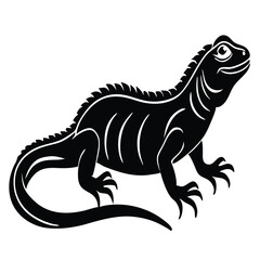 Black Lizard Silhouette Vector Set: Stylized Reptile Clipart in Vintage Tattoo and Wildlife Design Style. Adobe Art and Illustrator.