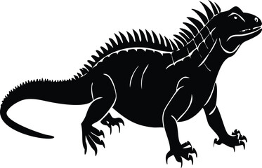 Black Lizard Silhouette Vector Set: Stylized Reptile Clipart in Vintage Tattoo and Wildlife Design Style. Adobe Art and Illustrator.