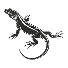 Black Lizard Silhouette Vector Set: Stylized Reptile Clipart in Vintage Tattoo and Wildlife Design Style. Adobe Art and Illustrator.