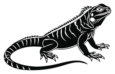 Black Lizard Silhouette Vector Set: Stylized Reptile Clipart in Vintage Tattoo and Wildlife Design Style. Adobe Art and Illustrator.