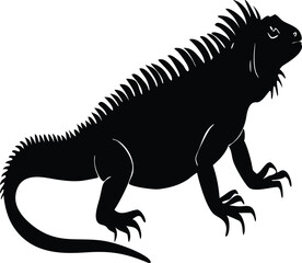 Black Lizard Silhouette Vector Set: Stylized Reptile Clipart in Vintage Tattoo and Wildlife Design Style. Adobe Art and Illustrator.