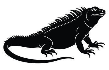 Black Lizard Silhouette Vector Set: Stylized Reptile Clipart in Vintage Tattoo and Wildlife Design Style. Adobe Art and Illustrator.