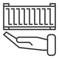 Hand with Shipping Container icon vector sign