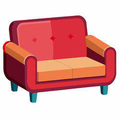 red sofa isolated on white