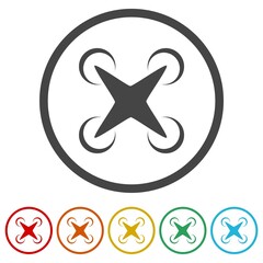 Fototapeta premium Drone for aerial view camera sign. Set icons in color circle buttons