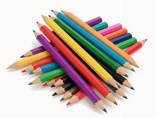 Fototapeta premium colored pencils isolated on white background, colored crayons group