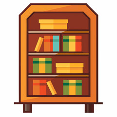 wooden bookcase with books