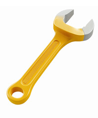 Yellow Adjustable Wrench Tool for Repair and Maintenance with Transparent Background