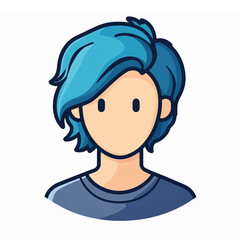 Fototapeta premium Stylized Vector Character with Blue Hair for Creative Projects and Illustration Use