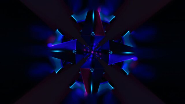 Seamless abstract background of dynamic shapes and strobe light transformations